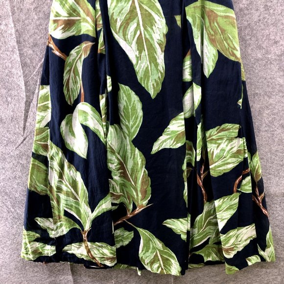 Ann Taylor Leaf Print Halter Dress Size 0 Fit Flare Pleated Blue Green Tropical - Picture 4 of 10